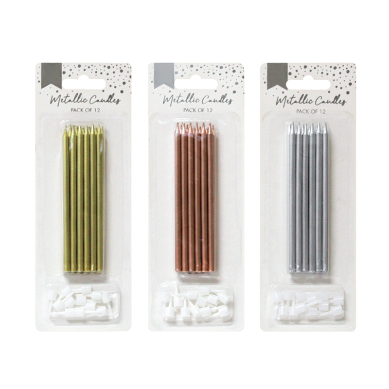 Gold, brown and silver tricolor birthday candles