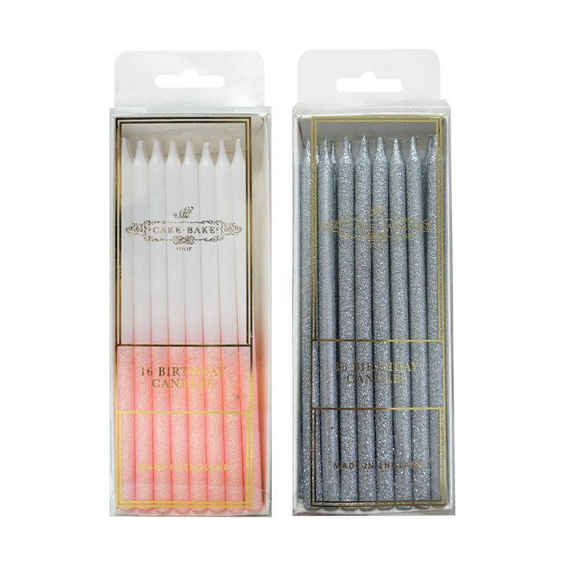 Glitter gradient silver candles