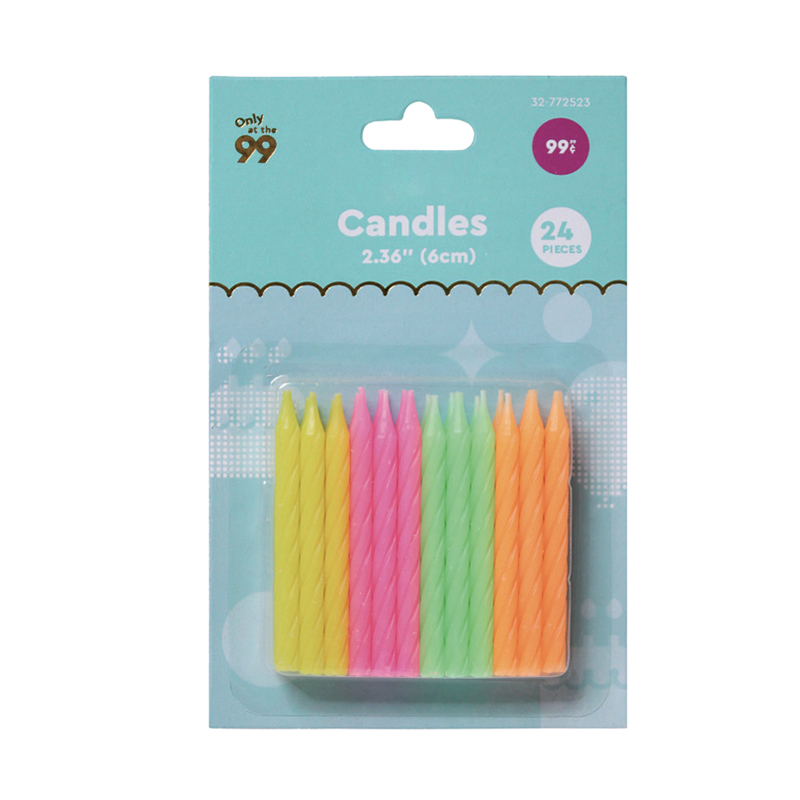 Yellow, pink, green and orange candles