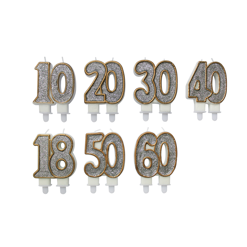 Gold edge glitter foam double number candle