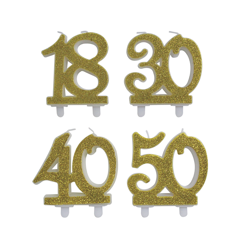 Gold powder double number candle