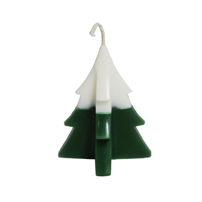 White and green christmas tree candles